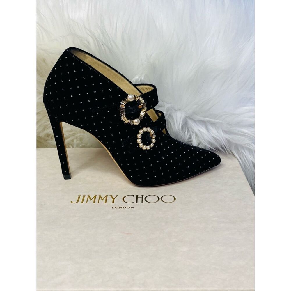 JIMMY CHOO Larissa 100 Pearl & Crystal Authentic Ankle Boots with All Packaging - Picture 4 of 17